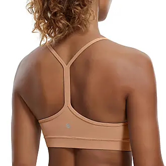 Butterluxe Mini Bra For Women - Scoop Neck Low Impact  Wireless Sports Bra Yoga Cami Padded Workout Bra Tan Milkshake Large