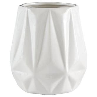 Weiß Heimdekoration Rivet Moderne geometrische Steinzeug-Blumenvase 17,5 cm