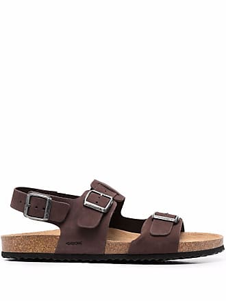 Harssidanzar Men Leather Cork Sandals with Buckle Casual Leather Slide Sandals GM207 