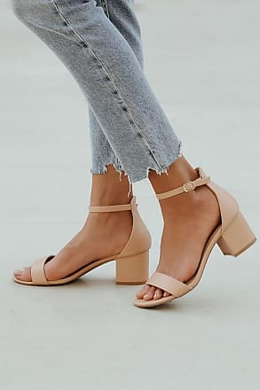 harper nude suede ankle strap heels