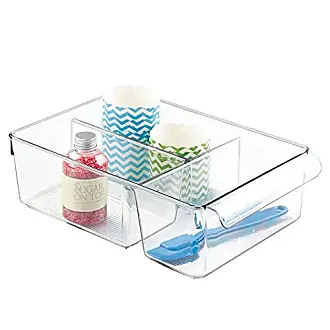 mDesign Large Plastic Kitchen Pantry Storage Organizer Bin with Handles, 4  Pack - Clear, 10 x 10 x 7.75