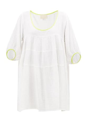 Anaak Nina Scoop-neck Gauze Mini Dress - Womens - White Yellow