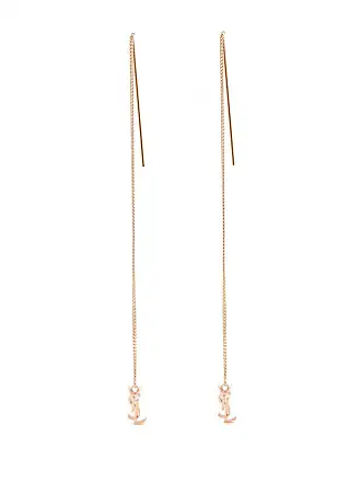 Loulou earrings with chain tassels in light gold-colored brass, Saint  Laurent