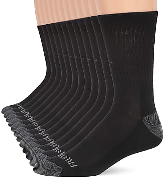 Fruit Of The Loom Mens Dual Defense Crew Socks 12 Pair Casual, Black/Grey, One Size