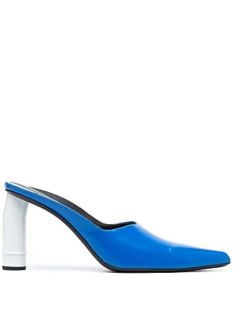 blue heeled mules