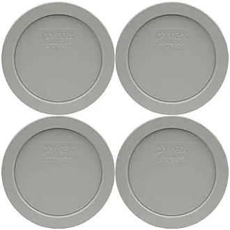 Pyrex (4) 7200 2 Cup Glass Bowls & (4) 7200-PC Muddy Aqua Lids