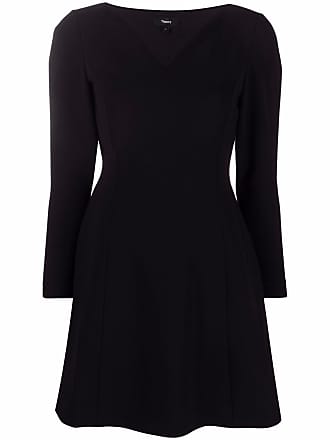 Theory V-neck short dress - women - PolyesterTriacetate/Polyester - 10 - Black