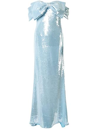 Badgley Mischka bow off-shoulder maxi dress - women - Polyester - 2 - Blue