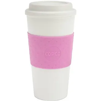 Vintage Copco Acadia Pink Sleeved White Travel Mug / Reusable / 16