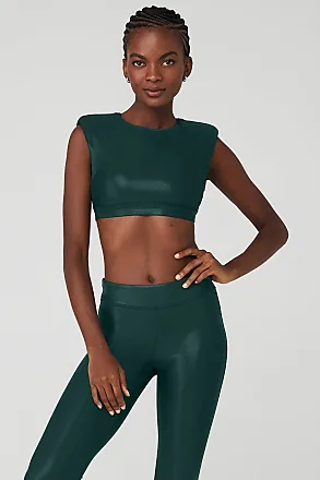 Alo Yoga Scoop Neck Sweatshirt Bra In Green Emerald Size Medium
