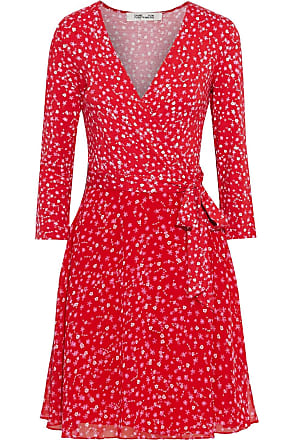 Diane Von Fürstenberg Diane Von Furstenberg Woman New Irina Floral-print Jersey And Crepe De Chine Mini Wrap Dress Red Size L