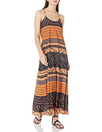 Donna Morgan Womens Spaghetti Strap Striped Maxi Dress, Terracotta/Brown Multi, 10