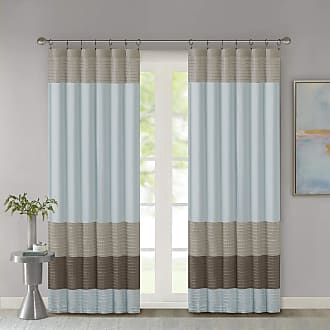 Madison Park Amherst Single Panel Faux Silk Rod Pocket Curtain With Privacy Lining for Living Room, Window Drape for Bedroom and Dorm, 50x84, Blue