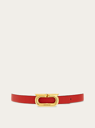 Ferragamo Woman Reversible New Gancini Belt Flame Red/Black Size 100cm