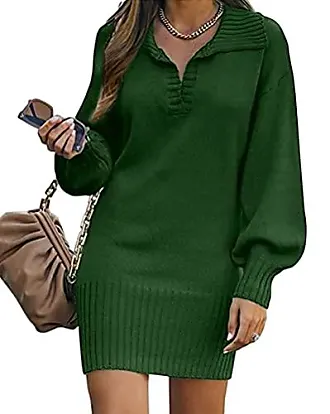 Robe Pull Femme Col V Sexy Ample Chic Et Elegant en Maille Long Pullover  Tricot Casual Tendance À Manche Longue Grande Taille Robe