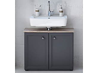 Badunterschrank Graue Farbe Steinmauer Designschrank Bad Unterschränke 