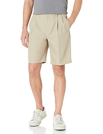 Louis Raphael Mens Pleated Performance Soil Wicking Golf Short, Khaki, 32W