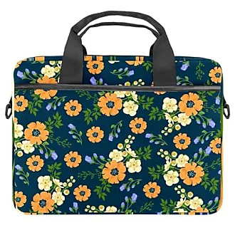 Sac ordinateur portable tissu bleu et jaune imprimé fleuri coloré