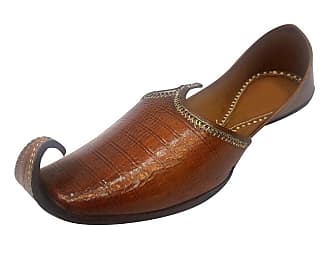Step n Style Brown Traditional Handmade Women Shoes Leather Flip-Flops Mojari Juti Khussa 