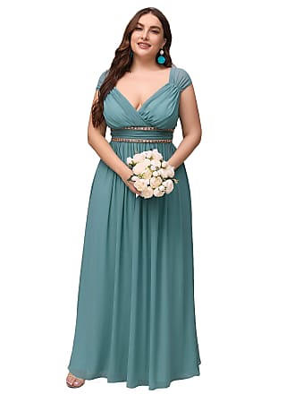 Ever-pretty Plus Womens V Neck Plus Size Floor Length Formal Evening Dress 20US Blue