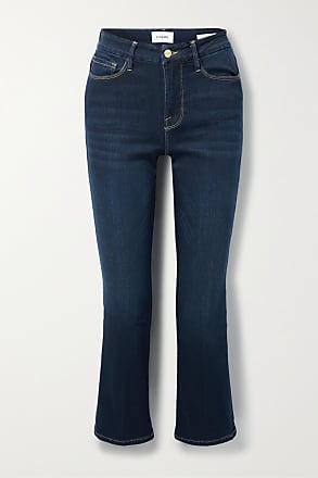 FRAME Denim Halbhohe Bootcut-Jeans in Schwarz Damen Bekleidung Jeans Bootcut Jeans 