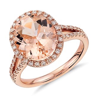 Blue Nile Morganite and Diamond Halo Ring in 14k Rose Gold (11x9mm)