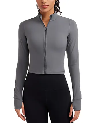 CRZ YOGA Womens Butterluxe Full Zip Cropped Workout Jackets Slim Fit  Athletic Yoga Jacket