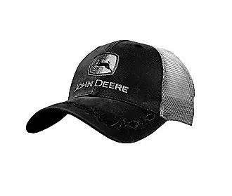 John Deere Ladies Denim and Mesh Hat Cap w Pink Stitching and Vintage Logo