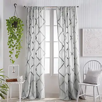 Peri Home Chenille Lattice Sheer Back Tab Single Curtain Panel, 95-inch, Grey