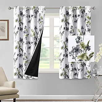 Blackout Curtains 84 Inch Length 2 Panels Set Floral Print Curtain