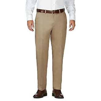 Haggar Mens Work to Weekend No Iron Flat Front Pant Reg. and Big & Tall Sizes, British Khaki/Lead Grey, 42W x 32L