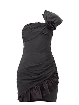 Alessandra Rich One-shoulder Ruffled Taffeta Dress - Womens - Black
