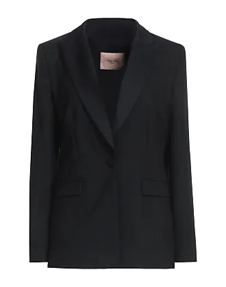 TWINSET feather-trim double-breasted coat - Black