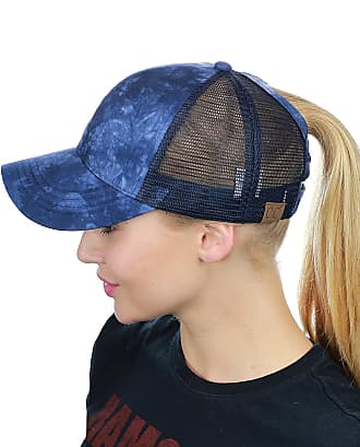 High Messy Bun Ponycap Vintage Washed Distressed Denim Baseball Cap for  Women Men Adjustable Mesh Trucker Hat