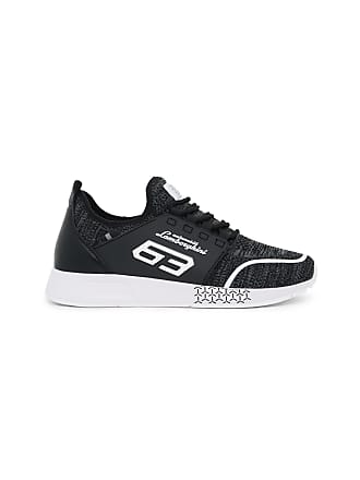 Lamborghini AUTOMOBILI LAMBORGHINI 63 WOVEN TRAINERS - MOTTLED BLACK WITH WHITE DETAILING}