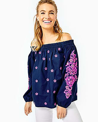 Lilly Pulitzer Womens Jaeda Off-The-Shoulder Top in Navy Blue Size Medium - Lilly Pulitzer