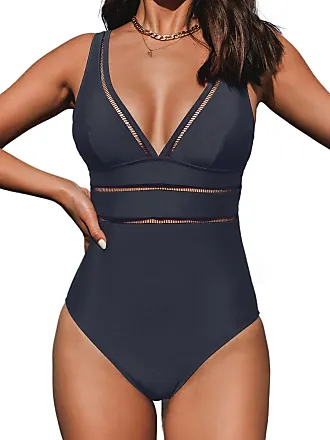 Cupshe Women's Halter High Neck Cutout Mesh Slimming One Piece Swimsuit
