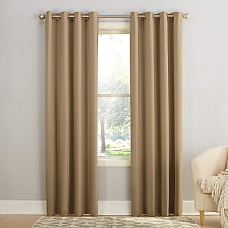 2PC TAUPE CAMELNOA Foam Lined Heavy Thick Blackout Grommet Window Curtain Panels 