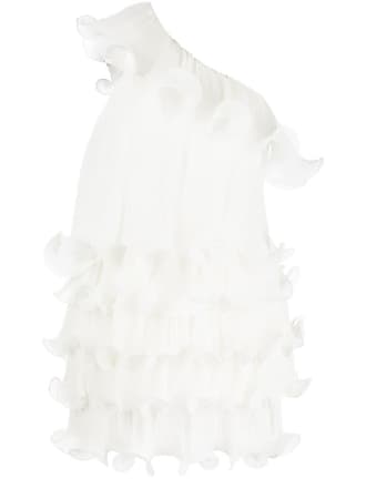 Milly Blakely ruffled mini dress - women - Polyester - 10 - White