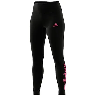 VV197 WOMENS ADIDAS BLACK PINK FITTED YOGA PANTS UK S 8 W26 L28