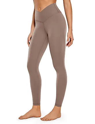  High Waisted Workout Leggings - Yoga Athletic Naked Feeling  Soft Pants For Women 7/8 The Cognac Brown Medium