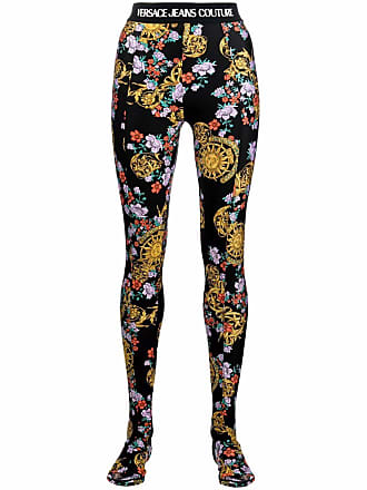 Versace Jeans Couture Sun Flower Garland-print leggings - women - Polyamide/Spandex/Elastane - 40 - Black