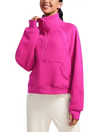CRZ YOGA Womens Fleece Lined Half Zipper Sweatshirts Funnel Neck