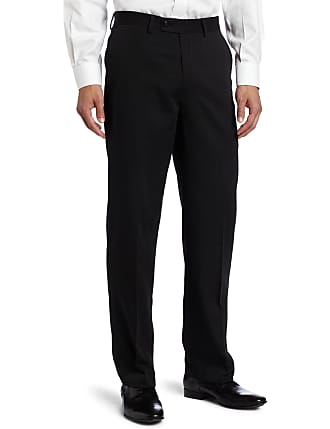 Louis Raphael Mens Big Gabardine Flat-Front Straight-Fit Pant, Black, 44W x 29L