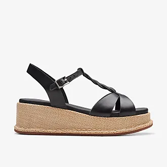 Clarks ladies black wedge hot sale shoes