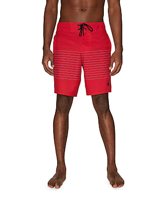 MALPLENA Red Fur Mens Beach Shorts Board Shorts Mesh Lining 