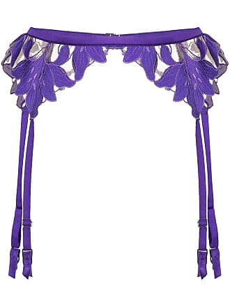 Fleur du Mal Lily embroidered garter belt - Purple