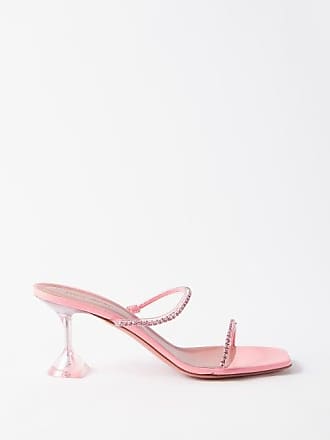 AMINA MUADDI Leder Verzierte Sandalen Paloma aus Leder in Pink Damen Schuhe Absätze Mules 