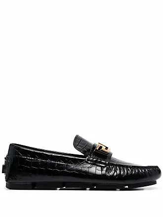 Versace Greca crocodile-effect loafers - Black