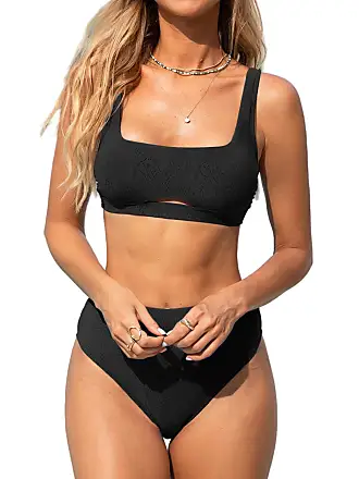 Women One Shoulder Bikini High Waisted Cutout Crop Top Swimsuit Sports Two  Piece Padded Push Up High Cut Bathing Suit, Black Bikini, Small :  : Clothing, Shoes & Accessories